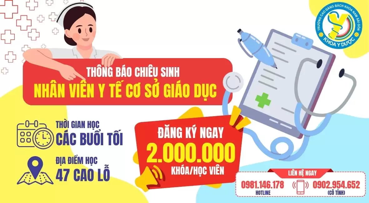 Thông báo chiêu sinh lớp Nhân viên y tế cơ sở giáo dục (nhân bản)