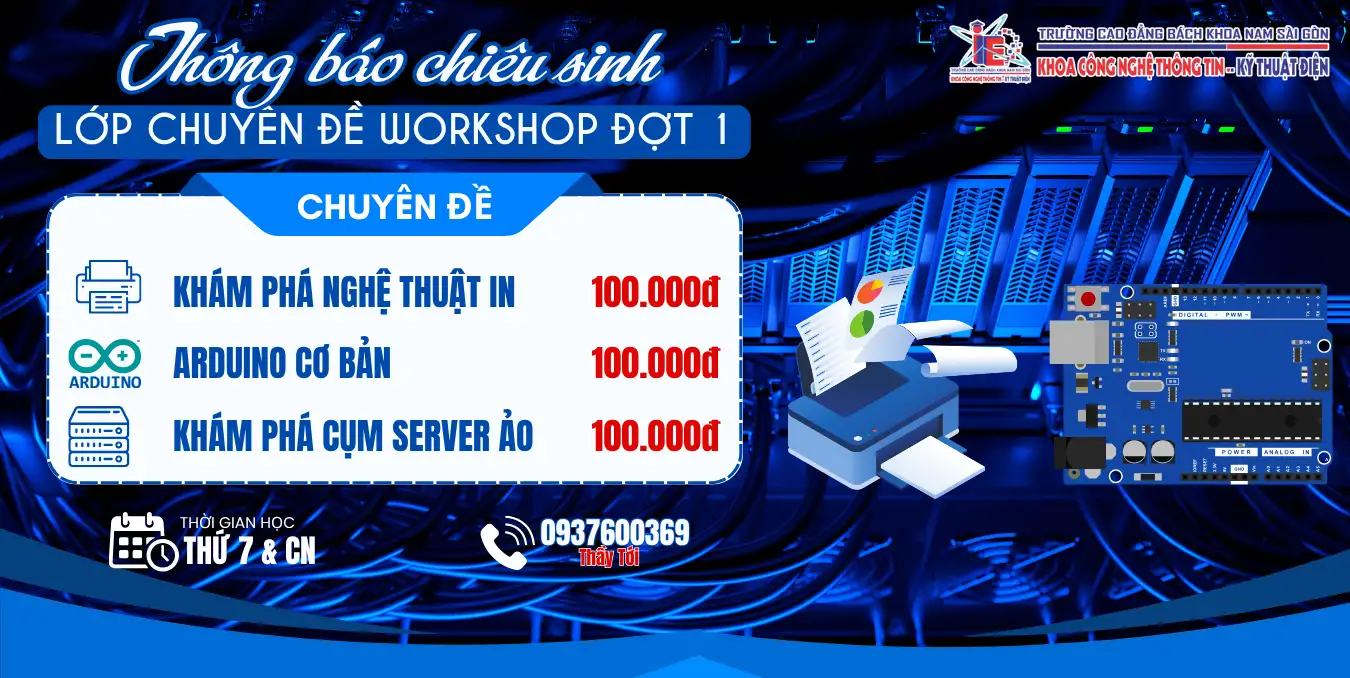 Thông báo chiêu sinh lớp chuyên đề Workshop đợt 1 năm 2025 của khoa Công nghệ thông tin – Kỹ thuật điện