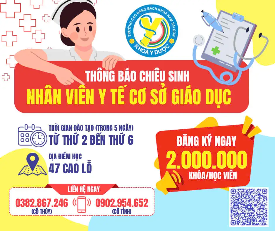 Thông báo chiêu sinh các khóa đào tạo Nhân viên y tế cơ sở giáo dục