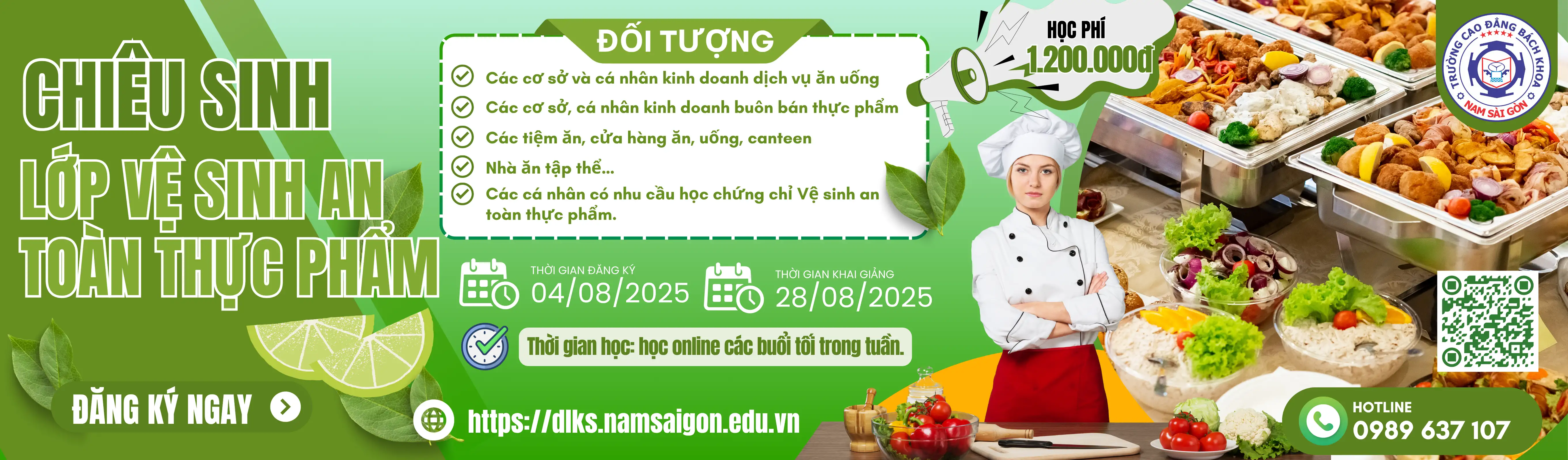 Thông báo chiêu sinh lớp vệ sinh an toàn thực phẩm khóa 2 năm 2025