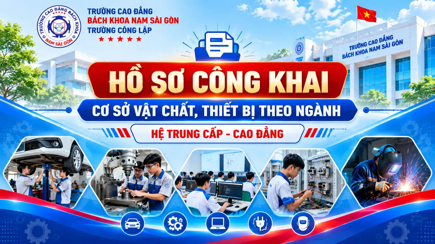Hồ sơ công khai CSVC-TB các ngành nghề hệ Trung cấp, Cao đẳng năm học 2025-2026